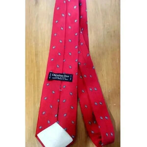Christian‎ Dior 100% silk tie red and paisley
